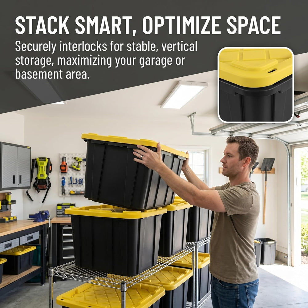 6 Pack 27 Gallon Storage Bins with Lids, Heavy Duty Plastic Storage Boxes