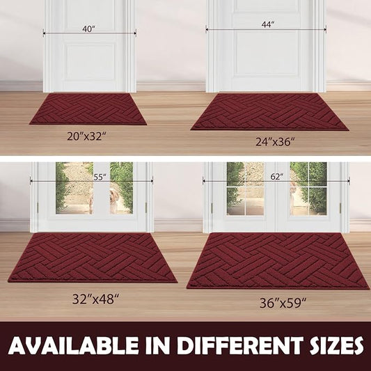 Door Mat Indoor Doormat, Entryway Rug Red Door Mats Non-Slip Rubber Backing - Image 2