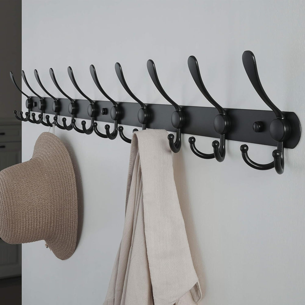 Dseap Coat Rack Wall Mount - 38” Long 10-Tri-Hooks Heavy Duty Coat Hanger Rai...