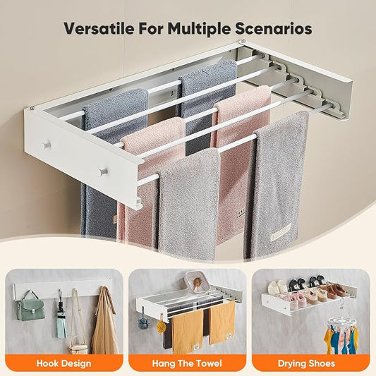Clothes Drying Rack 31.5 inches Foldable Wall Mount Laundry Rack Folding Indoor - Image 2
