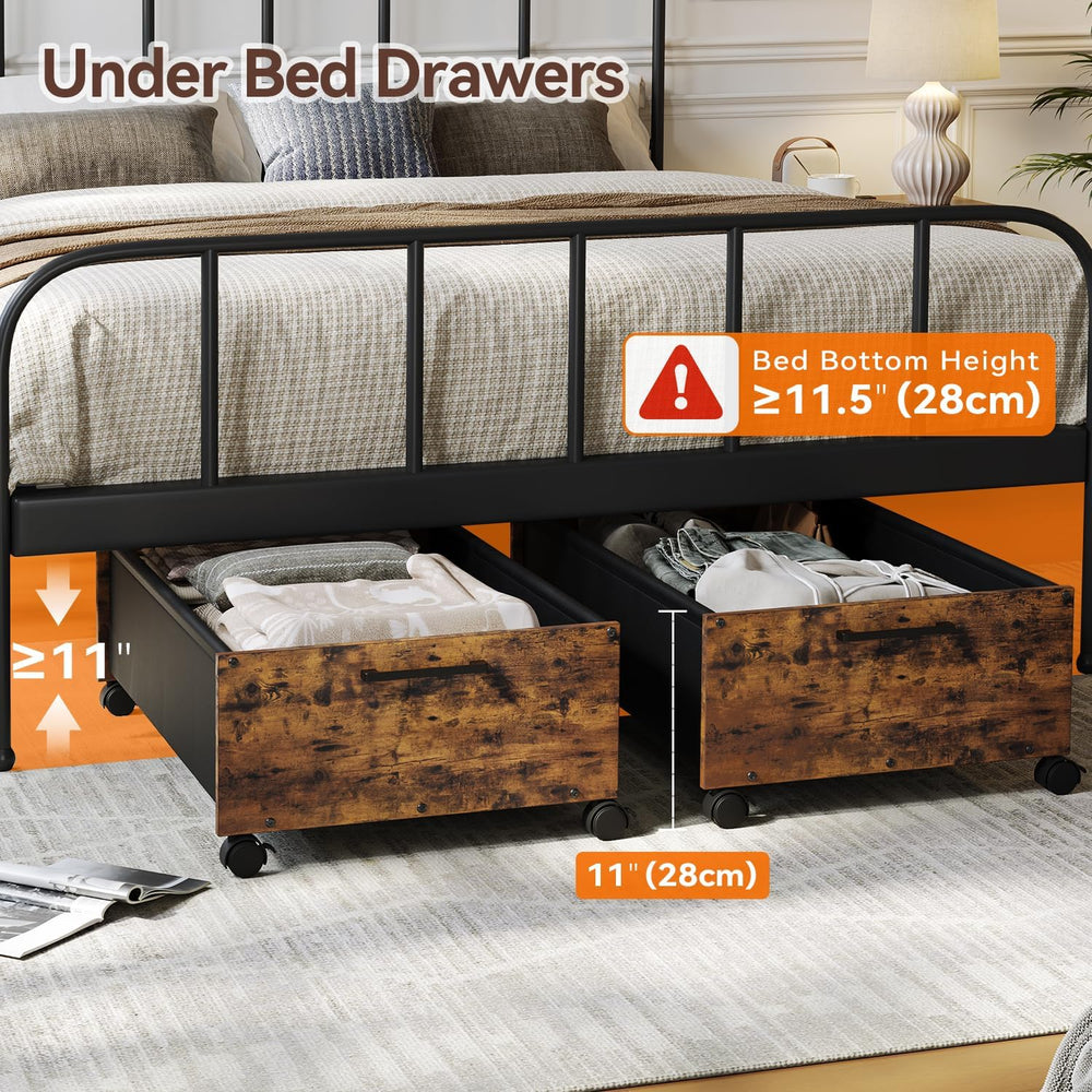 FOUCSSOMEI Under Bed Storage with Wheels, Wooden Under Bed Drawers On Wheels,...