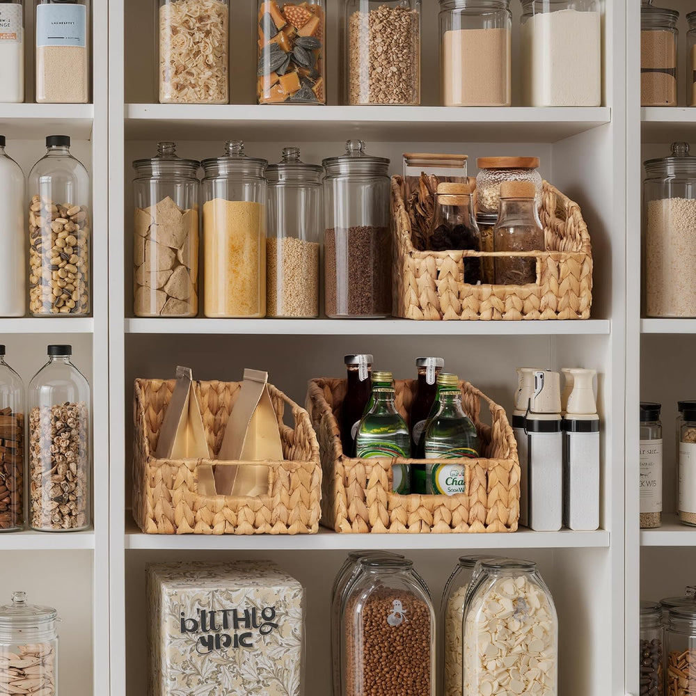 StorageWorks Pantry Baskets for Organizing, Wicker Basket with Built-in Handl...