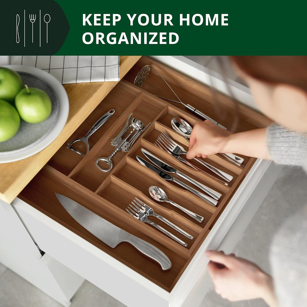 ROYAL CRAFT WOOD Luxury Bamboo Kitchen Drawer Organizer - Silverware Organize...