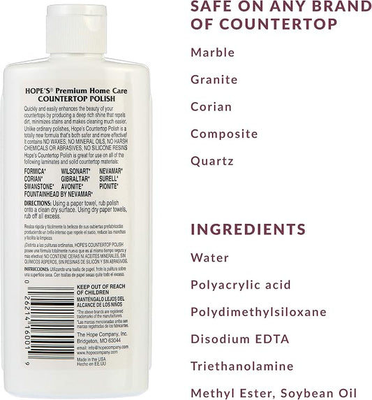 HOPE'S Countertop Restoration Polish, Streak-Free Kitchen Counter Cleaner - Image 2