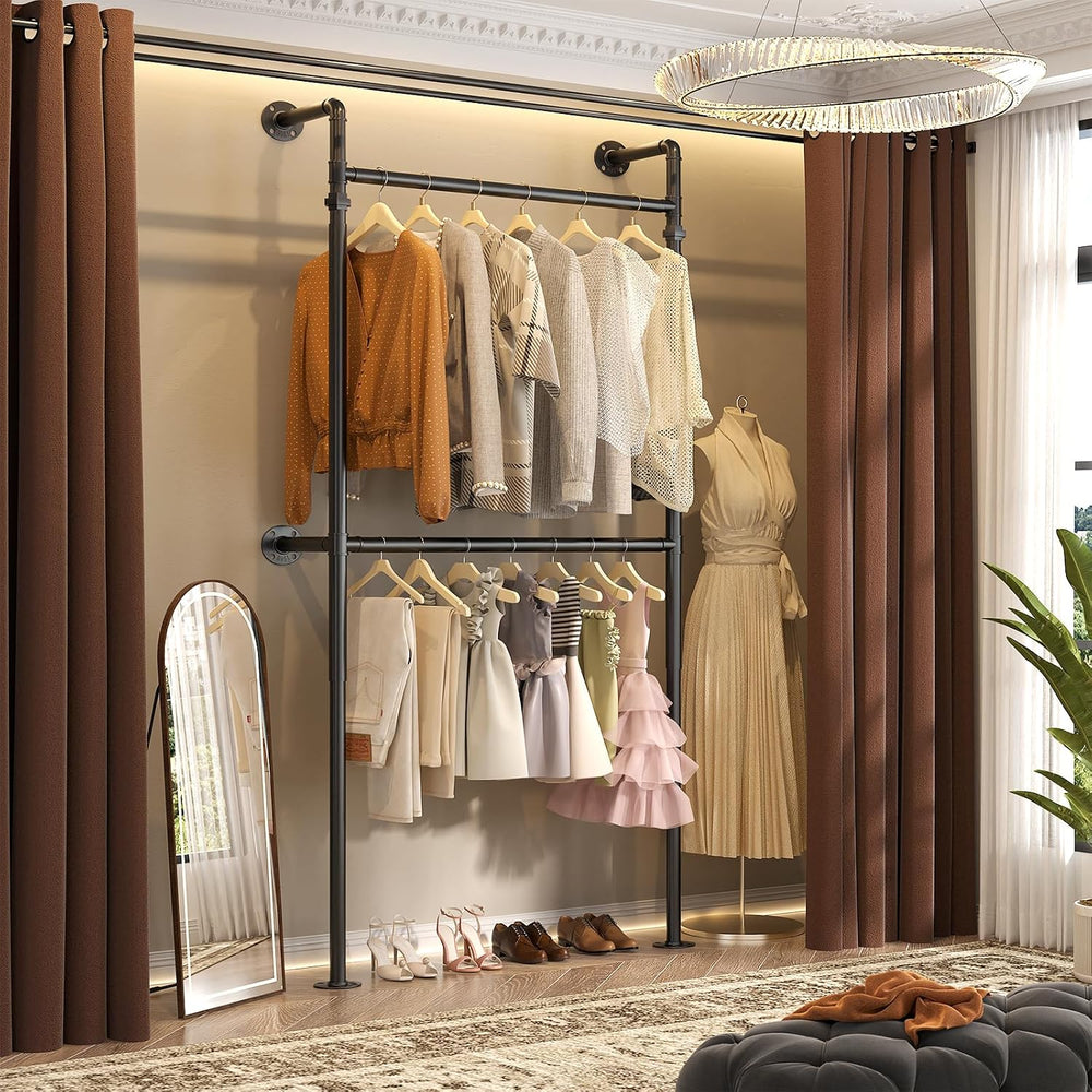 Aheaplus Industrial Pipe Clothing Rack, Reversible 3.5FT Clothes Rack