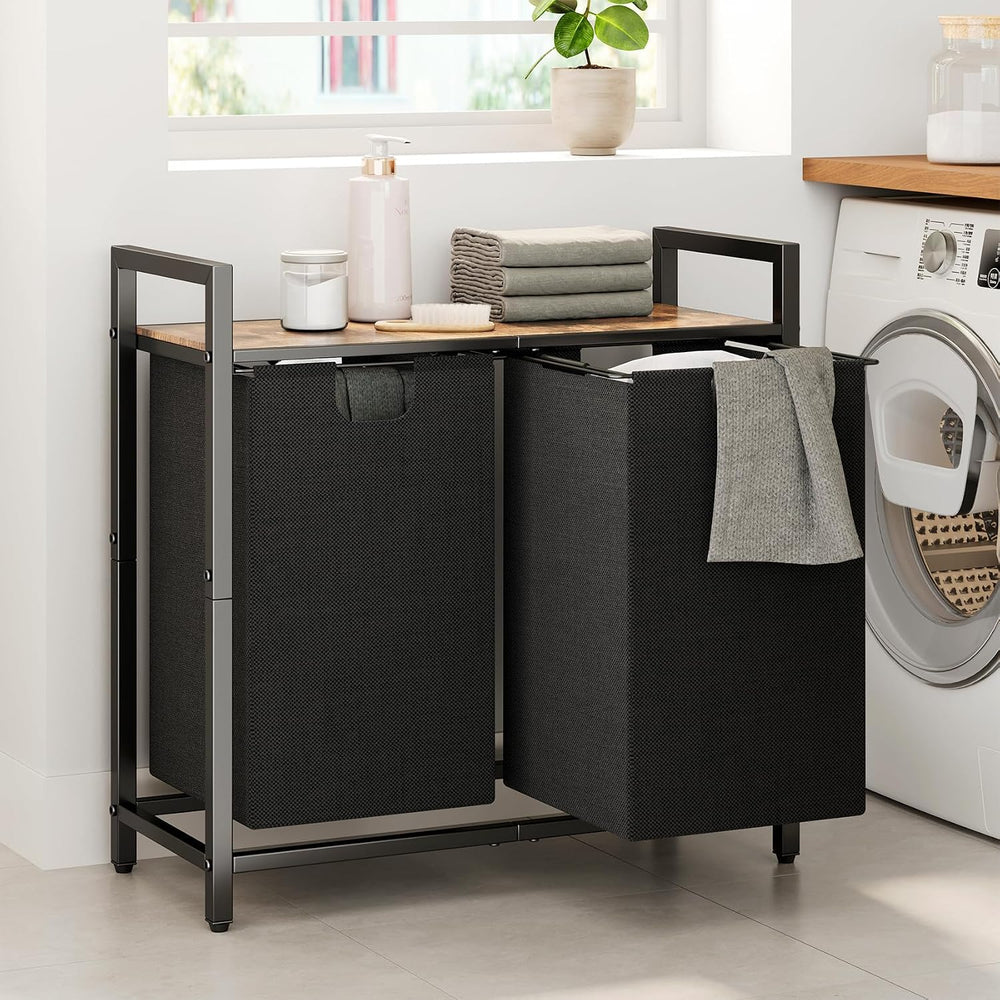 Kitstorack Laundry Basket Organizer, Laundry Hamper with Shelf & 2 Pull-O...