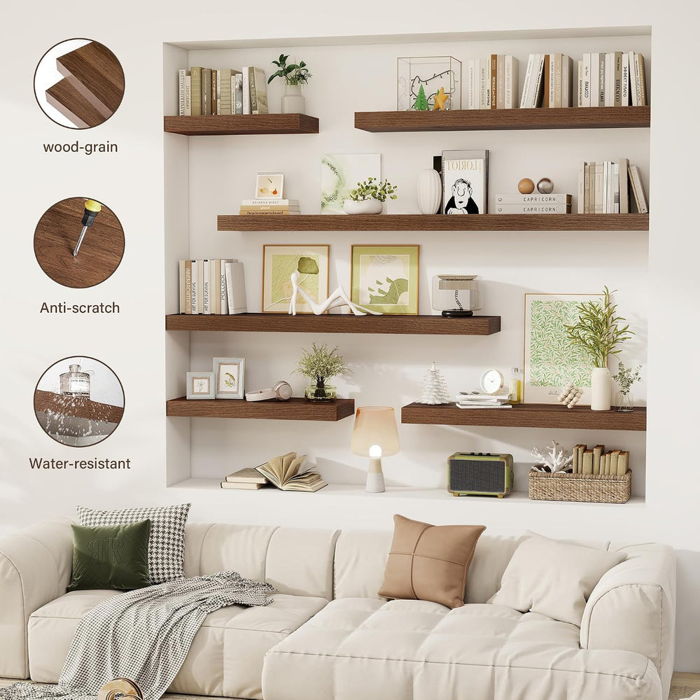 Acovy 72 Inch Floating Shelves, 12" Deep Floating Shelf Wall Mounted, 72...