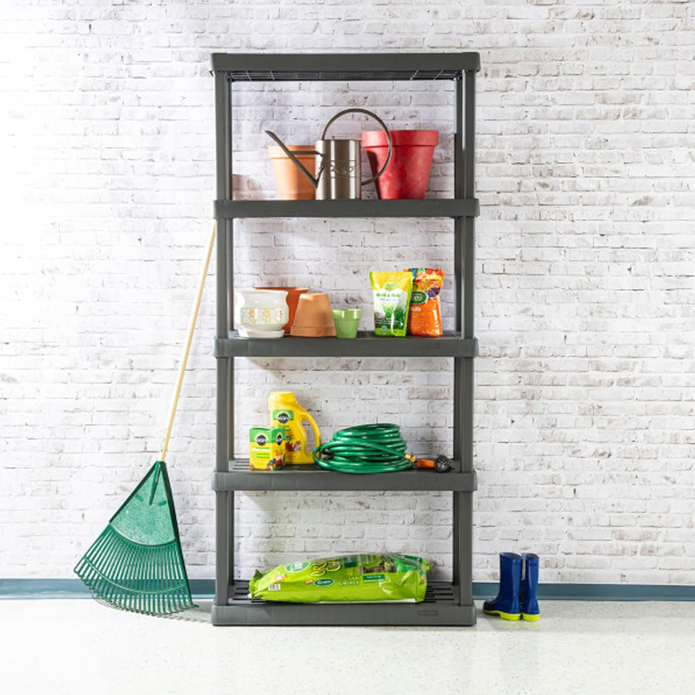 Sterilite 5 Shelf Unit, Heavy-Duty Plastic Storage & Utility Shelving Rack