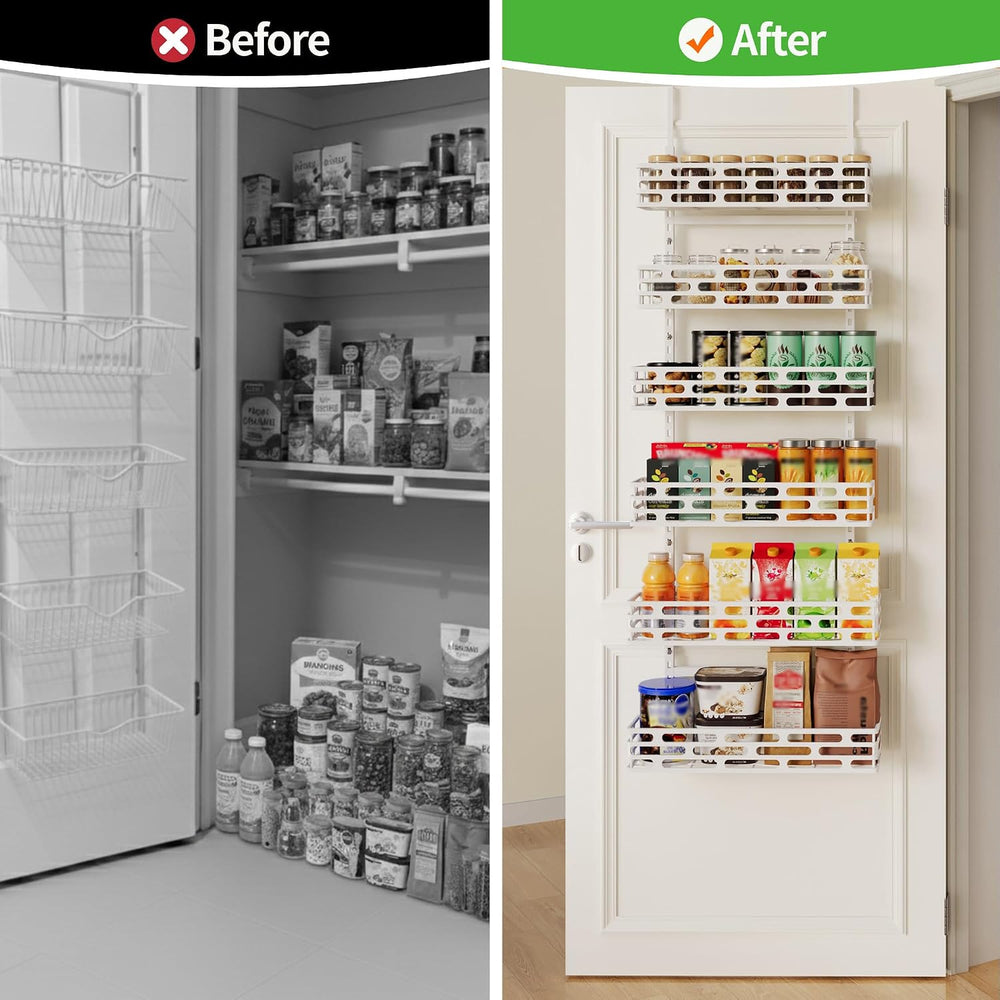6-Tier Over Door Pantry Rack, Adjustable Hanging Storage Organizer for Kitche...