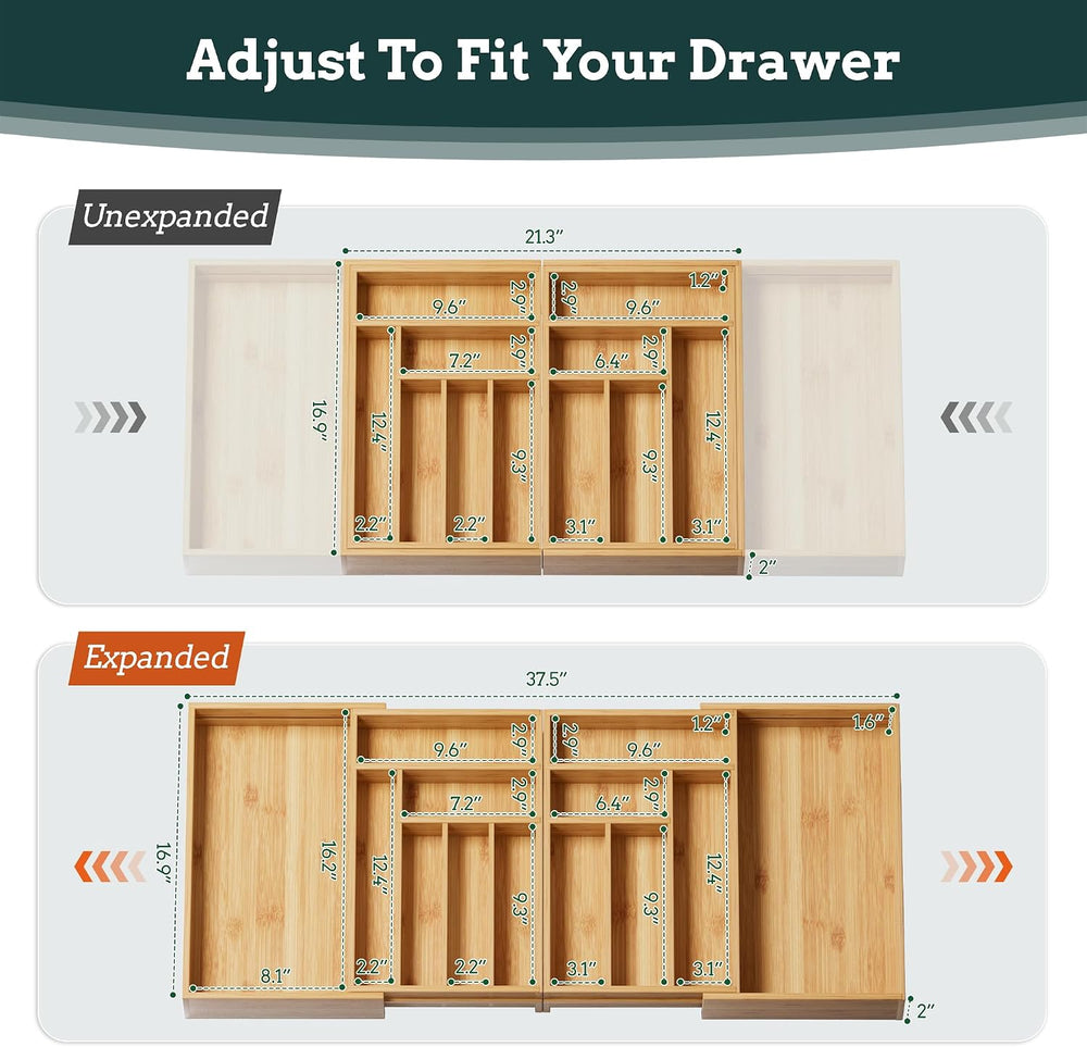 Silverware Organizer Large, Magnetic Connected Expandable 13 Slots Silverware...