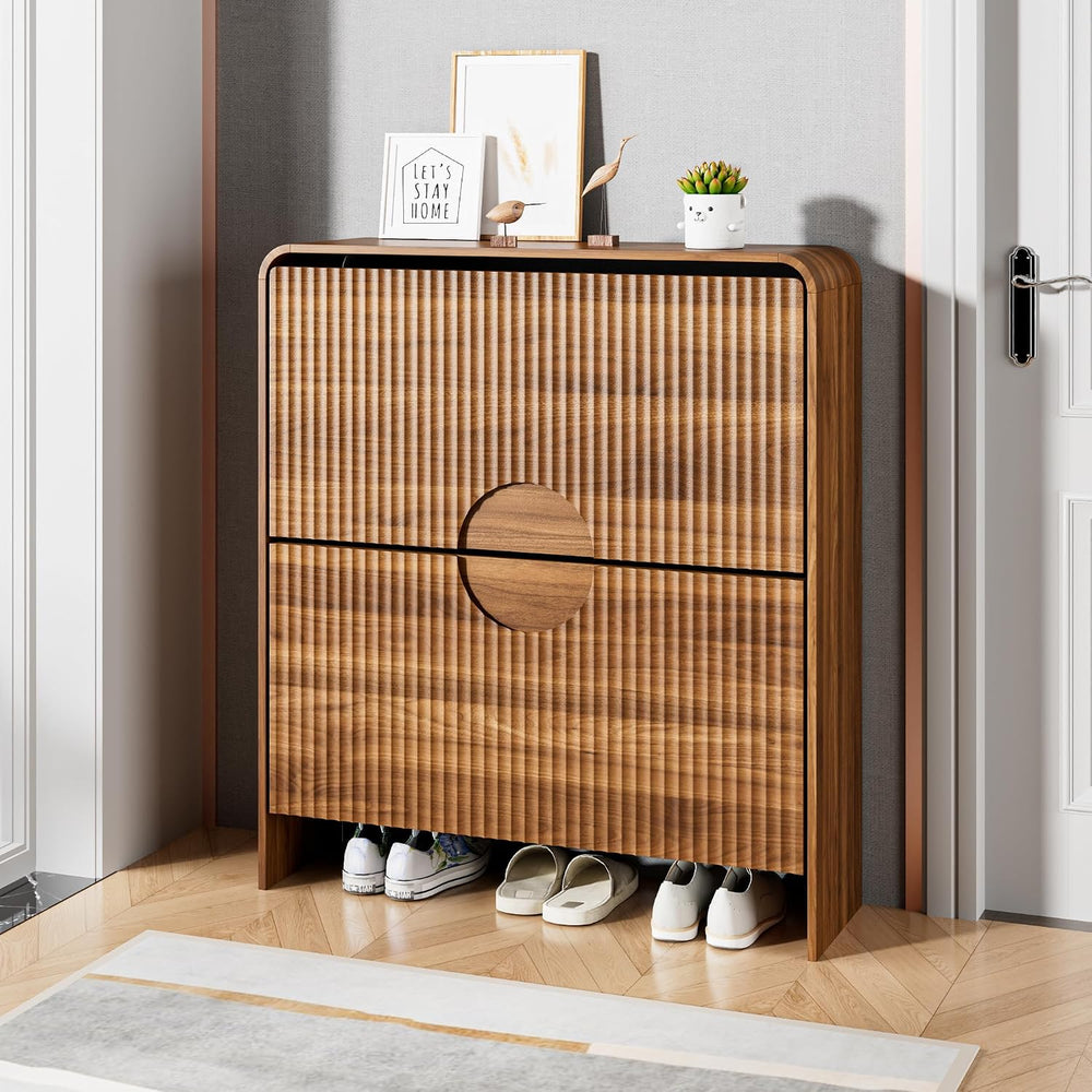 Slim Shoe Storage Cabinet for Entryway, Narrow Shoe Cabinet with 2 Tier Flip ...