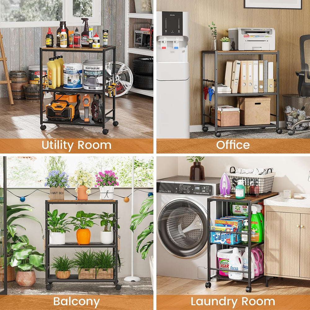 3-Tier Microwave Stand, Kitchen Microwave Cart with Adjustable Shelf