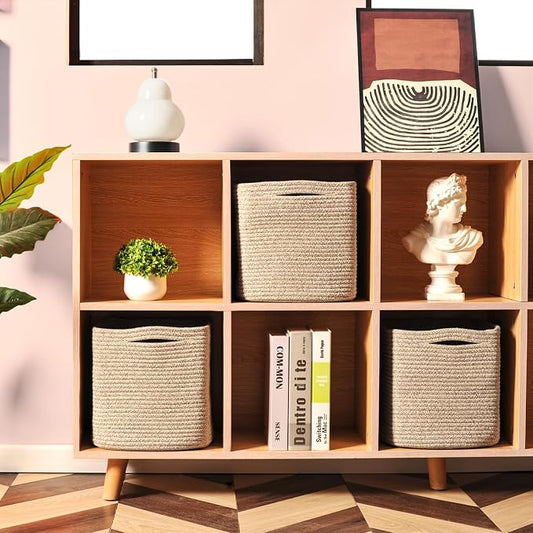 11 Inch Cube Storage Bins, Storage Cube Organizer Bins, Woven Cotton Rope - Image 2