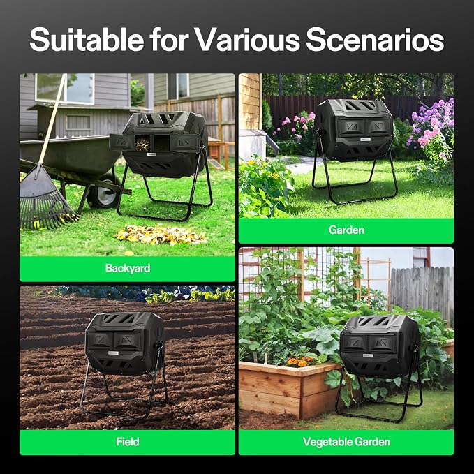 VIVOSUN Outdoor Tumbling Composter Dual Rotating Batch Compost Bin, 43 Gallon - Image 9