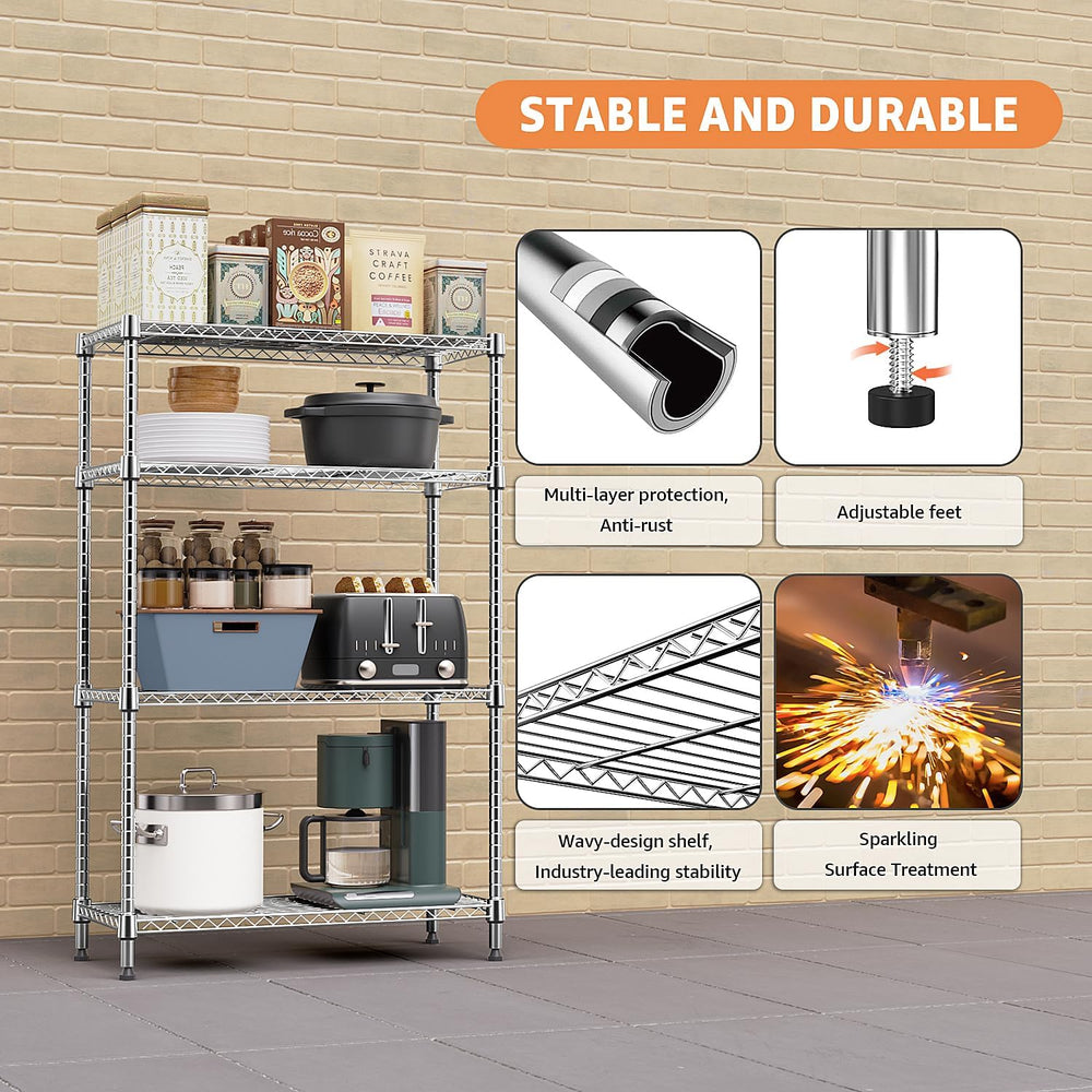 M MZG 5-Shelf Storage Shelves,Wire Shelving Heavy Duty Metal Storage Shelving...