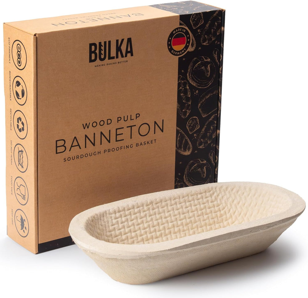 Bulka Sourdough Banneton Bread Proofing Basket Large 12" Oval Waffle 1kg