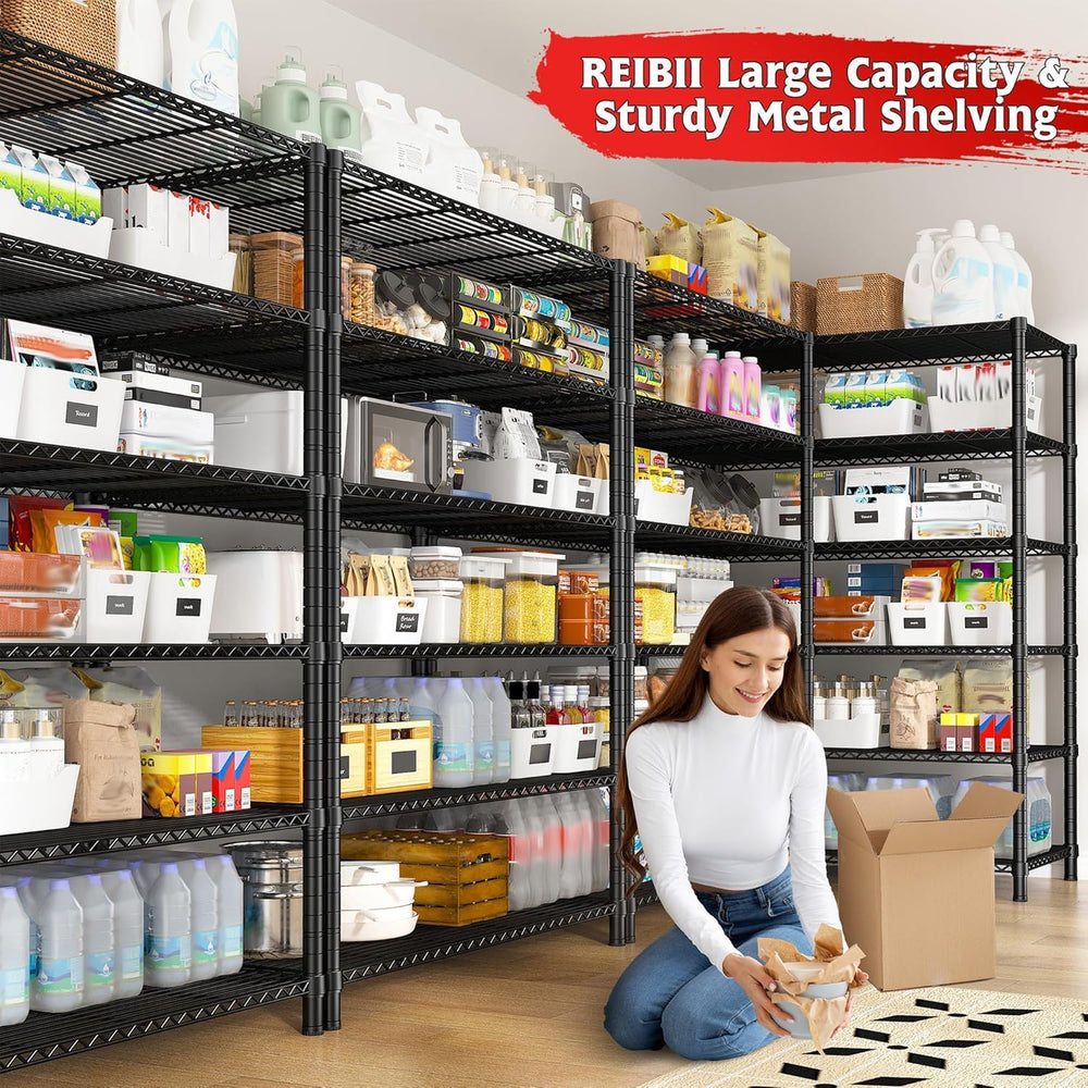 REIBII 75''H 6 Tier Wire Shelving,1800LBS Storage Shelves,Kitchen,Pantry