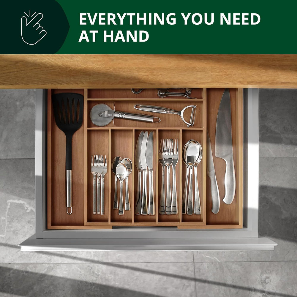 ROYAL CRAFT WOOD Luxury Bamboo Kitchen Drawer Organizer - Silverware Organize...