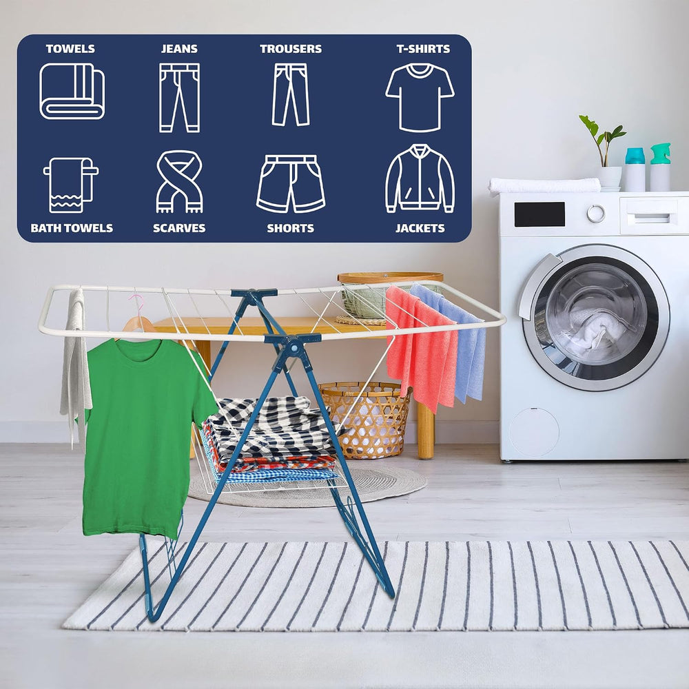 Strata Gullwing Clothes Drying Rack - White and Blue