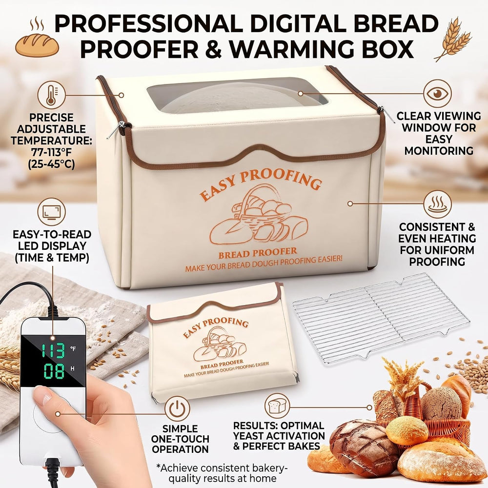 Versatile Bread Proofer Warming Box with Temperature Timer Metal Rack