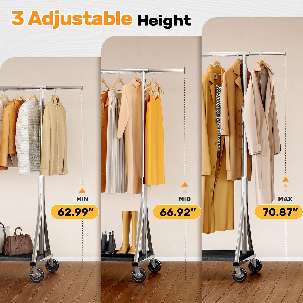 HOKEEPER Clothes Rack with Wood Shelves Load 500LBS Height Adjustable