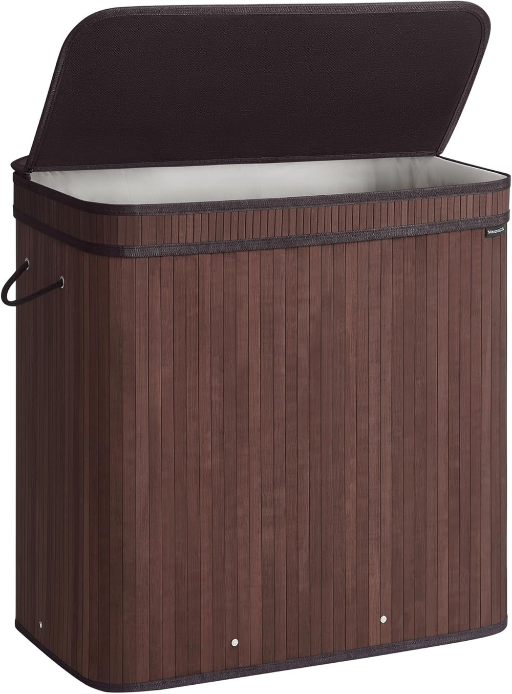SONGMICS Bamboo Laundry Hamper with Lid, 39.6-Gallons, with Handles