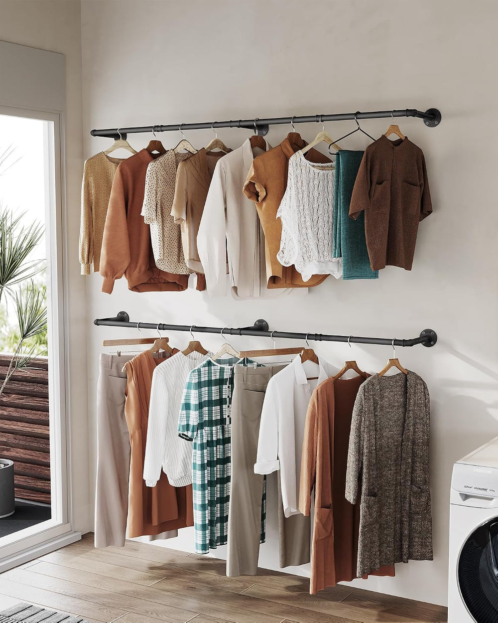 OROPY 65.7" Heavy Duty Industrial Pipe Clothes Rack for Hanging Clothes 2PK
