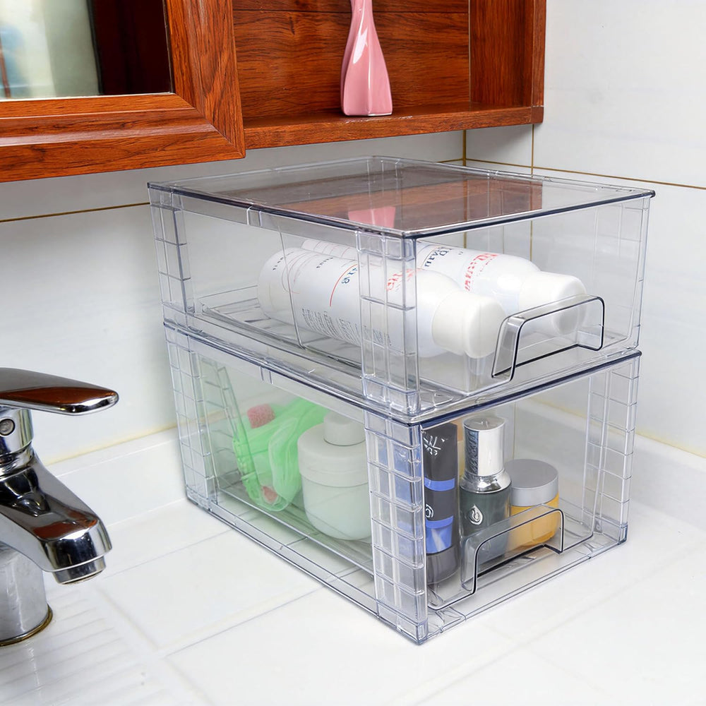 Clear Stackable Acrylic Storage Drawers(4 Pack), Plastic Organizer Bins with ...