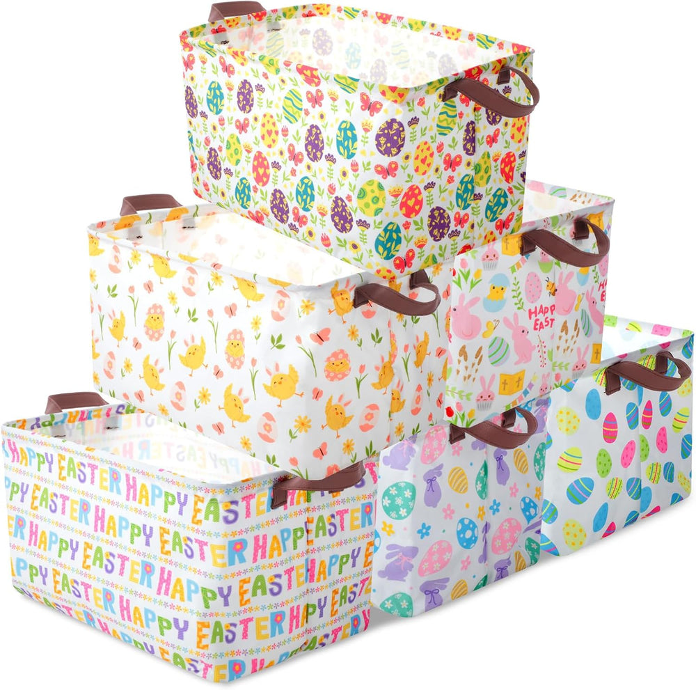 Vesici 6 Pack Large Easter Baskets for Gifts Empty Easter Storage Bins