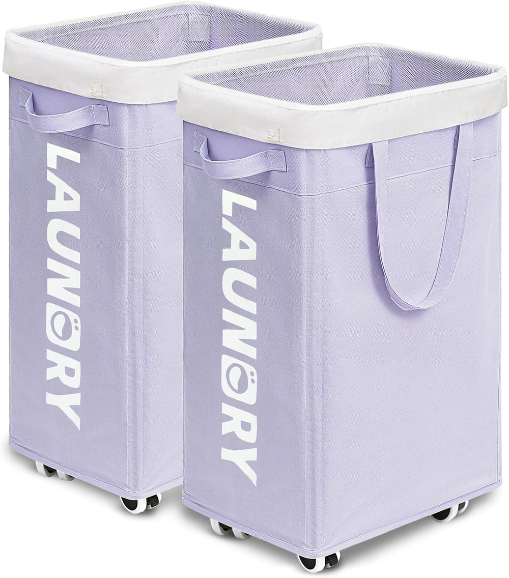 Goodpcik 2-Pack Rolling Laundry Hamper with Wheels, Hamper for Dorm, 75L