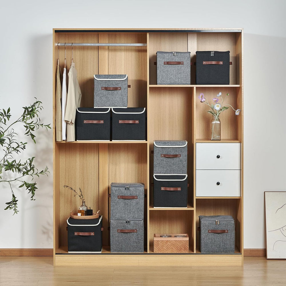4PCS Storage Cubes with Lids Cotton Linen Fabric Bins Boxes