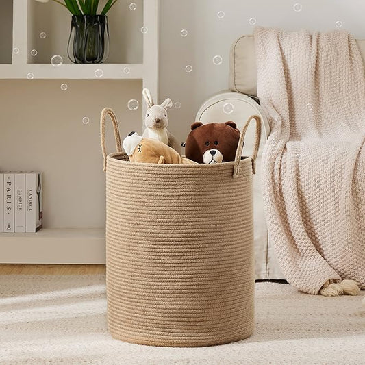 Jute Rope Laundry Hamper Basket by YOUDENOVA, 58L Tall Laundry Basket, Baby - Image 2