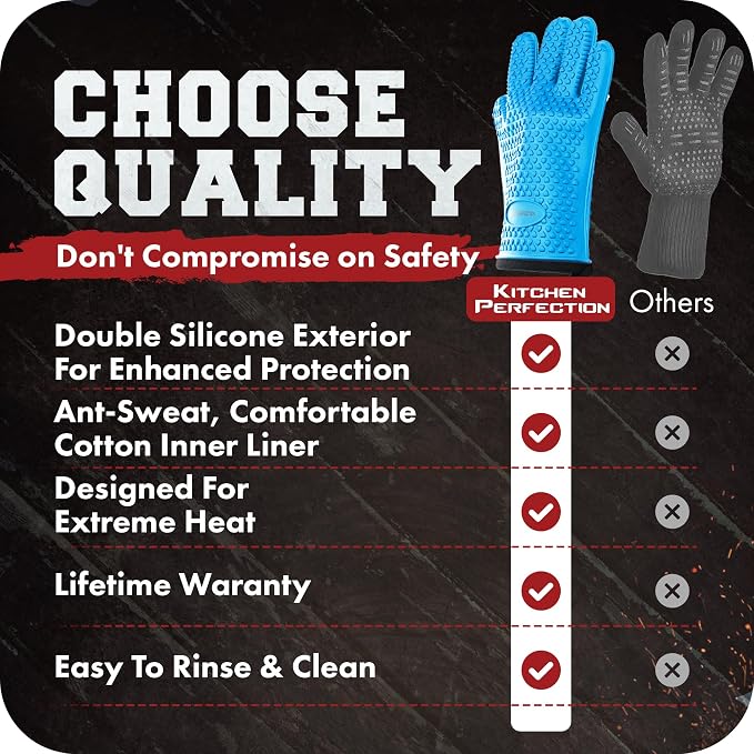 KITCHEN PERFECTION XL Silicone Smoker Oven Gloves-Extreme HeatResistant - Image 9