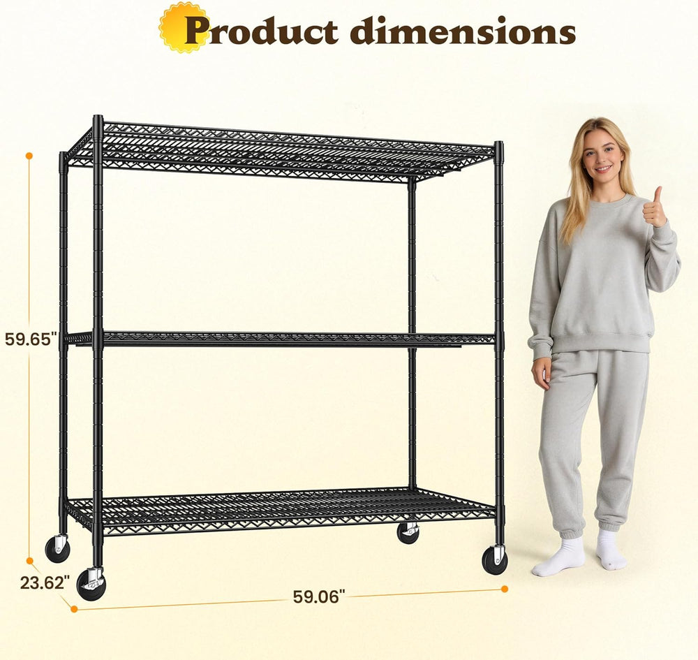 DurayLoly 1500LBS Wire Shelving Unit, 3-Tier Adjustable Garage Rack