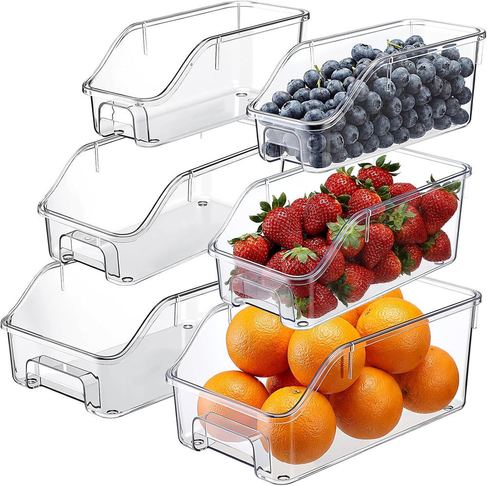 LemonRoad 6 Packs Pantry Organizers and Storage Freezer Clear Organizer Bins ...