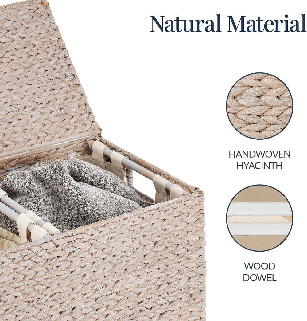 Best Choice Products Large Laundry Hamper with Lid, Natural Handwoven Hyacint...