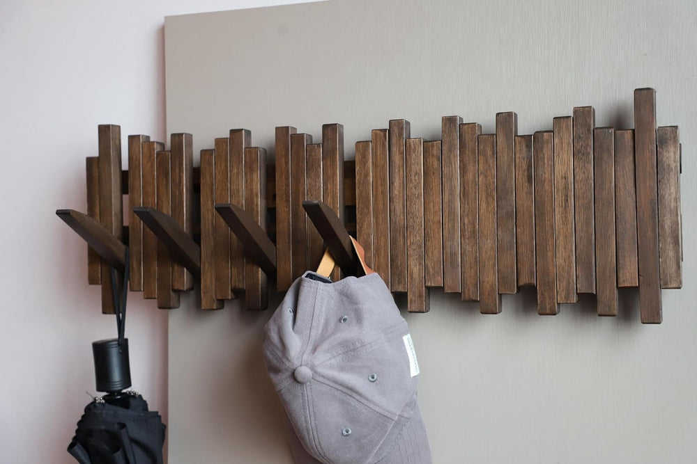 Natural Wood Wall Mounted Piano Coat Rack| Coat Rack Wall Mount| Flip Down Wa...