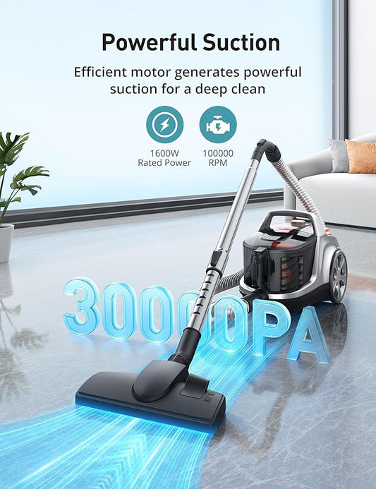 Aspiron Canister Vacuum, Upgraded 1600W Bagless Canister Vacuum Cleaner - Image 2