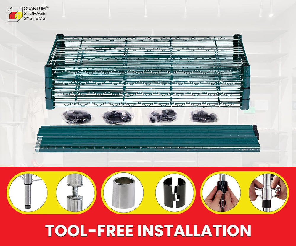 Quantum Storage Systems RWR72-2442LDP Adjustable Wire Green Epoxy 4 Shelves 7...