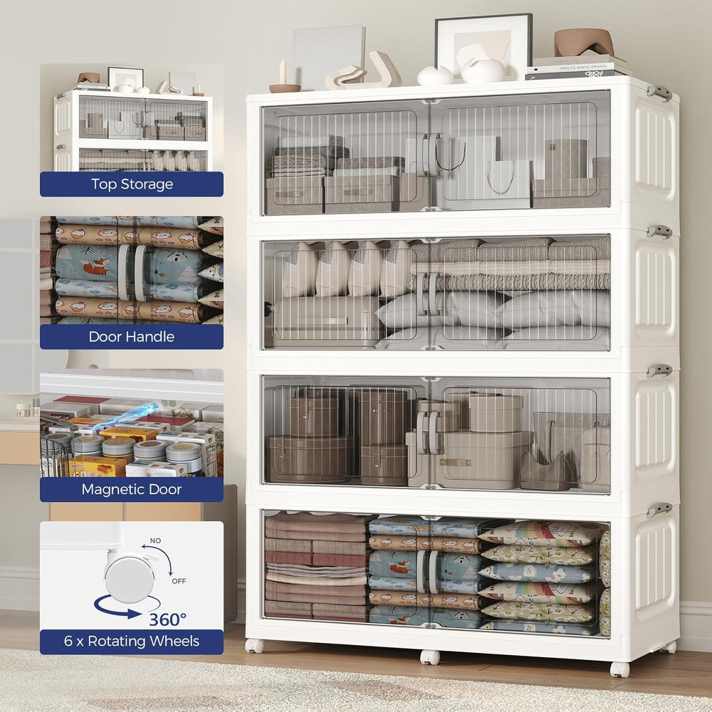 200Gal Extra Large Stackable Storage Bins with Lid (5-Pack), 800QT Foldable O...