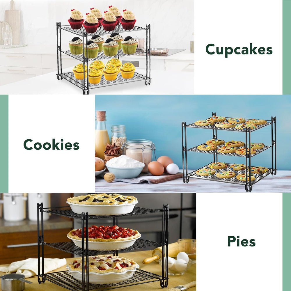 Nifty 3-Tier Cooling Rack – Non-Stick Coating, Wire Mesh Design, Dishwasher S...