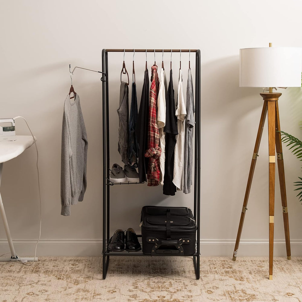 IRIS USA Clothes Rack with 2 Metal Shelves, Freestanding Clothing Racks for H...