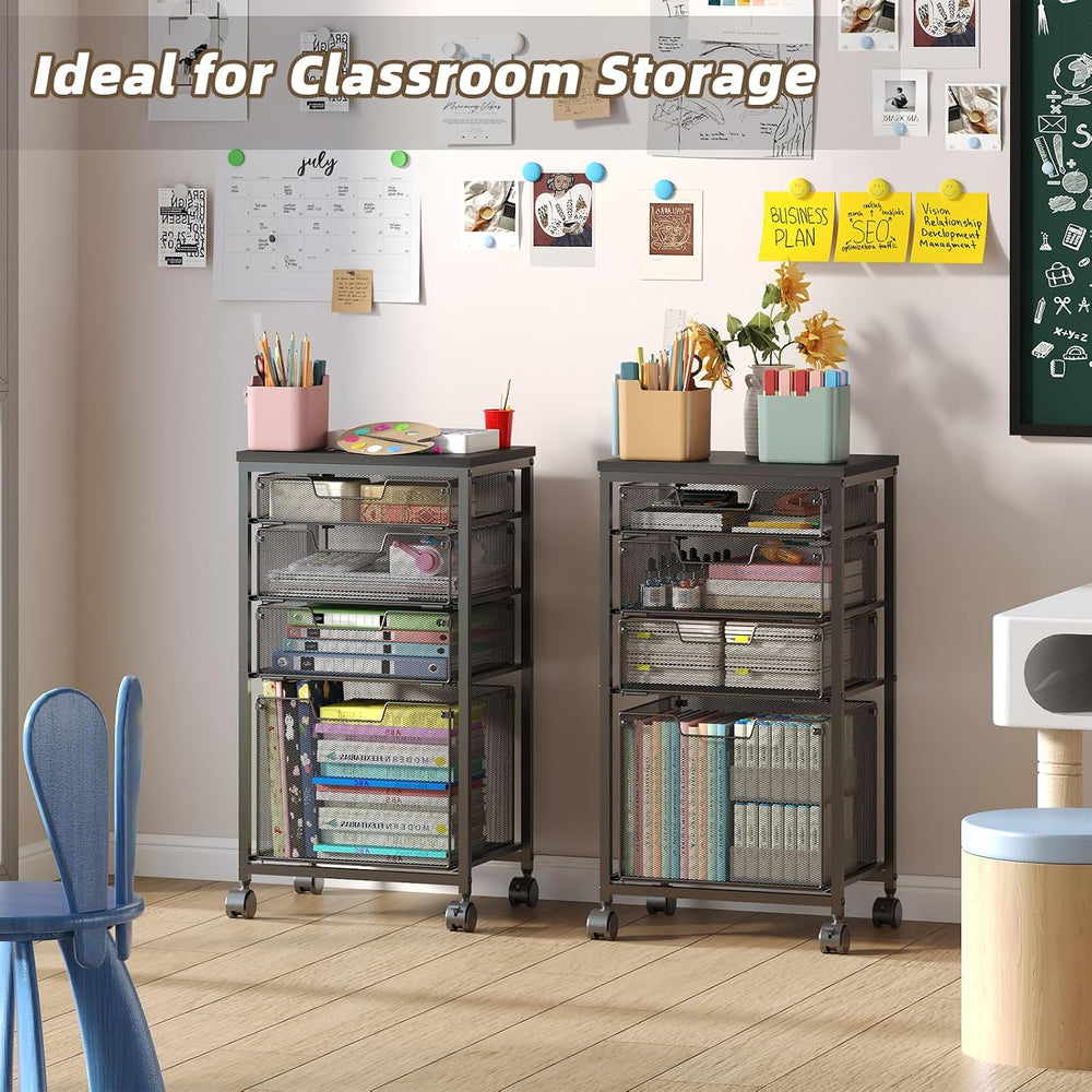 Sbanmao 4 Drawers Rolling Storage Cart, 1 Large Drawer (11.22"D x 12.2&q...
