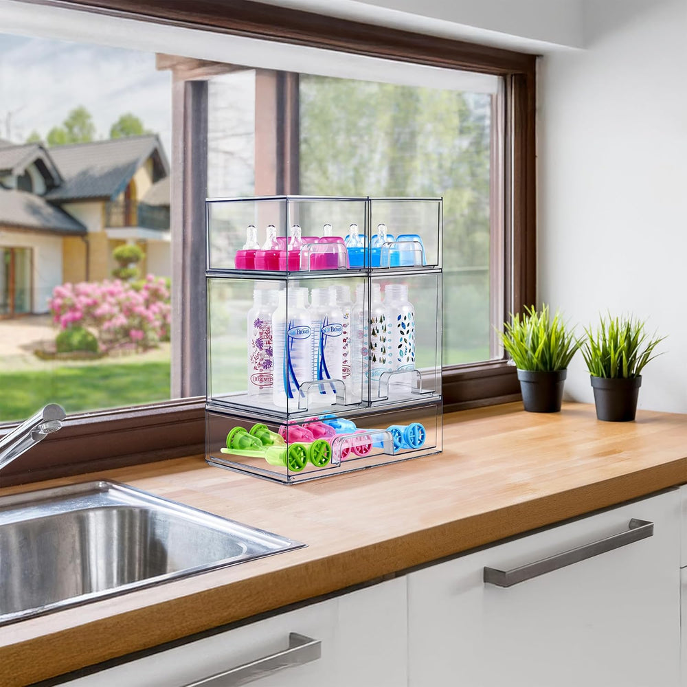 Sorbus Stackable Storage Drawers, Clear Acrylic Pull-Out Organizer (4 Pack)