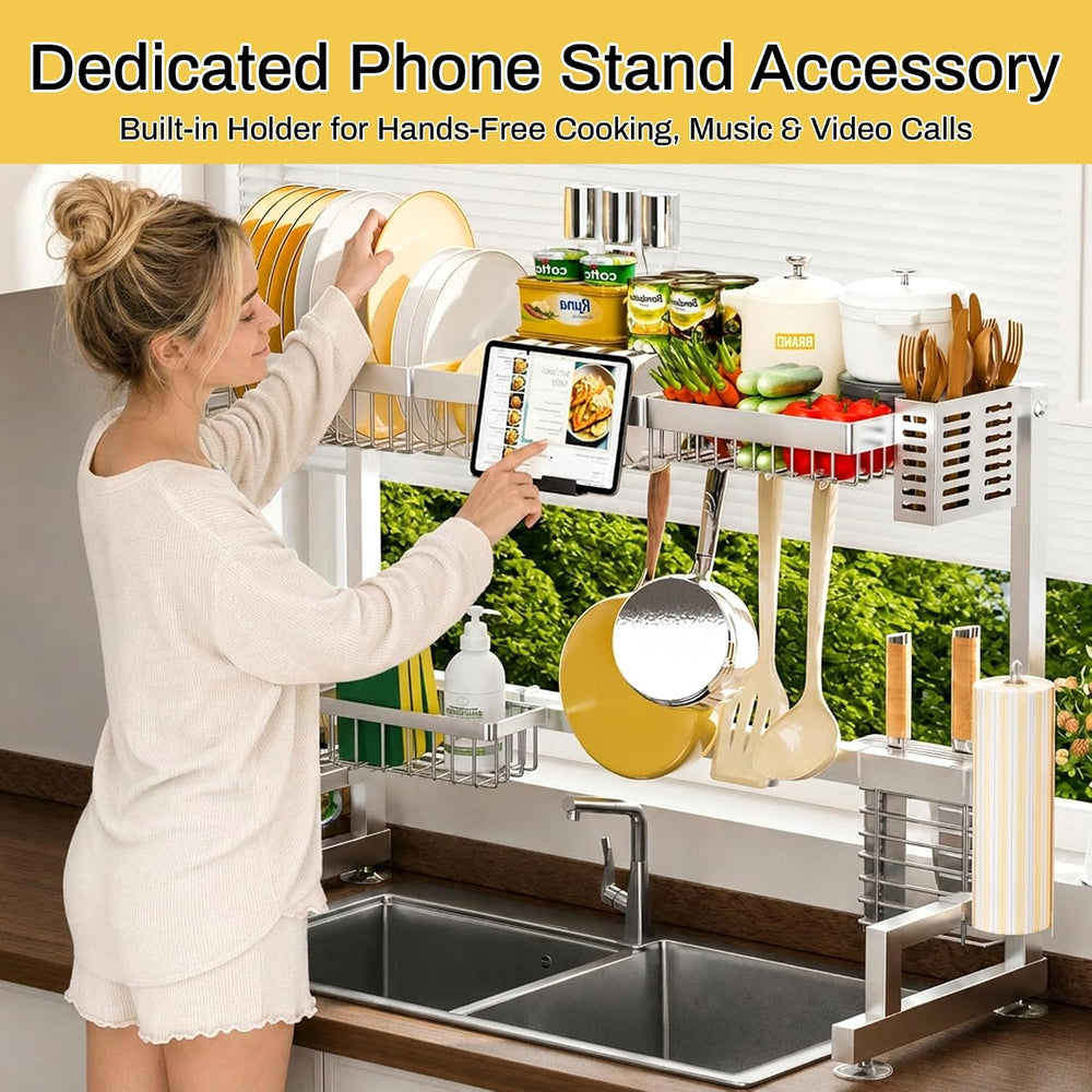 ADBIU Luxurious 304 Stainless Steel Over Sink Dish Drying Rack (Suitable for ...