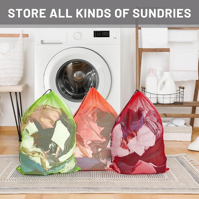 Berlune 12 Pcs Large Laundry Bag Colorful Extra Large Mesh Laundry Bag Bulk - Image 7