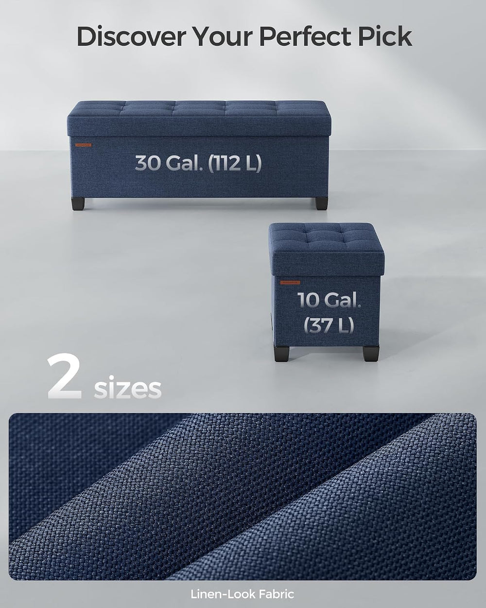 SONGMICS Storage Ottoman Bench, Foldable Foot Rest with Legs
