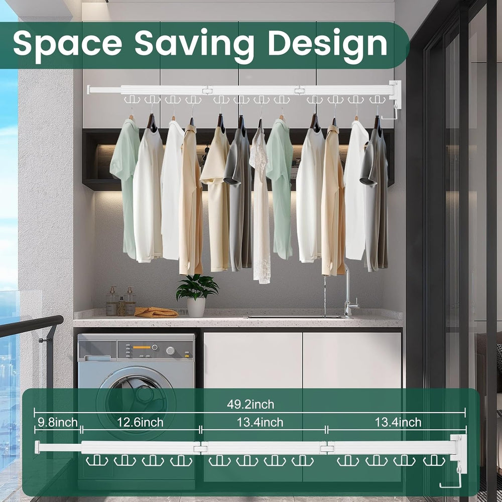 Kelisiting Wall Mounted Clothes Drying Rack, Laundry Drying Rack Wall Mount, ...
