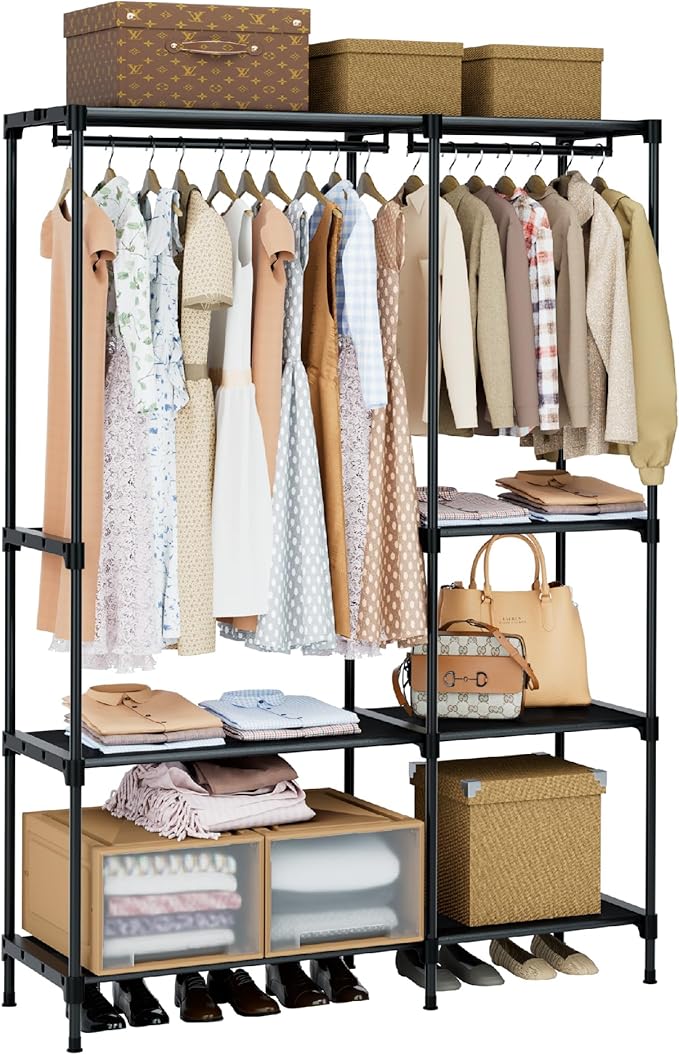 Clothes Rack, Portable Closet, 44.9 Inch Large Capacity Wardrobe Closet