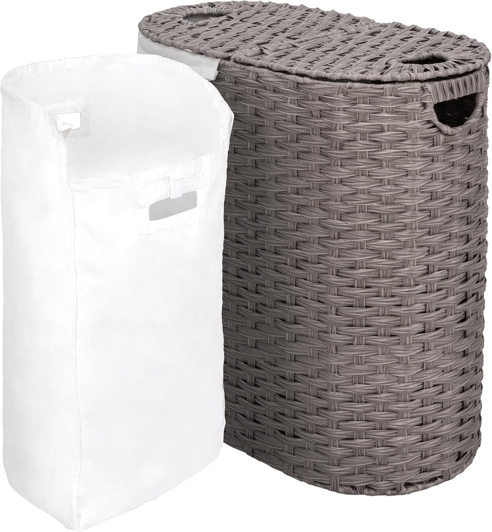Seville Classics Premium Handwoven Portable Laundry Bin Basket with Carrying ...